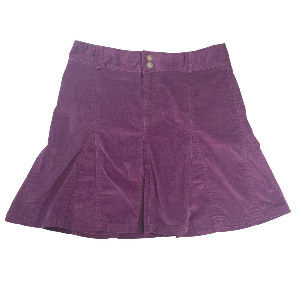 Athleta Corduroy Skirt Women Purple Pleated A-Line Mini 2P